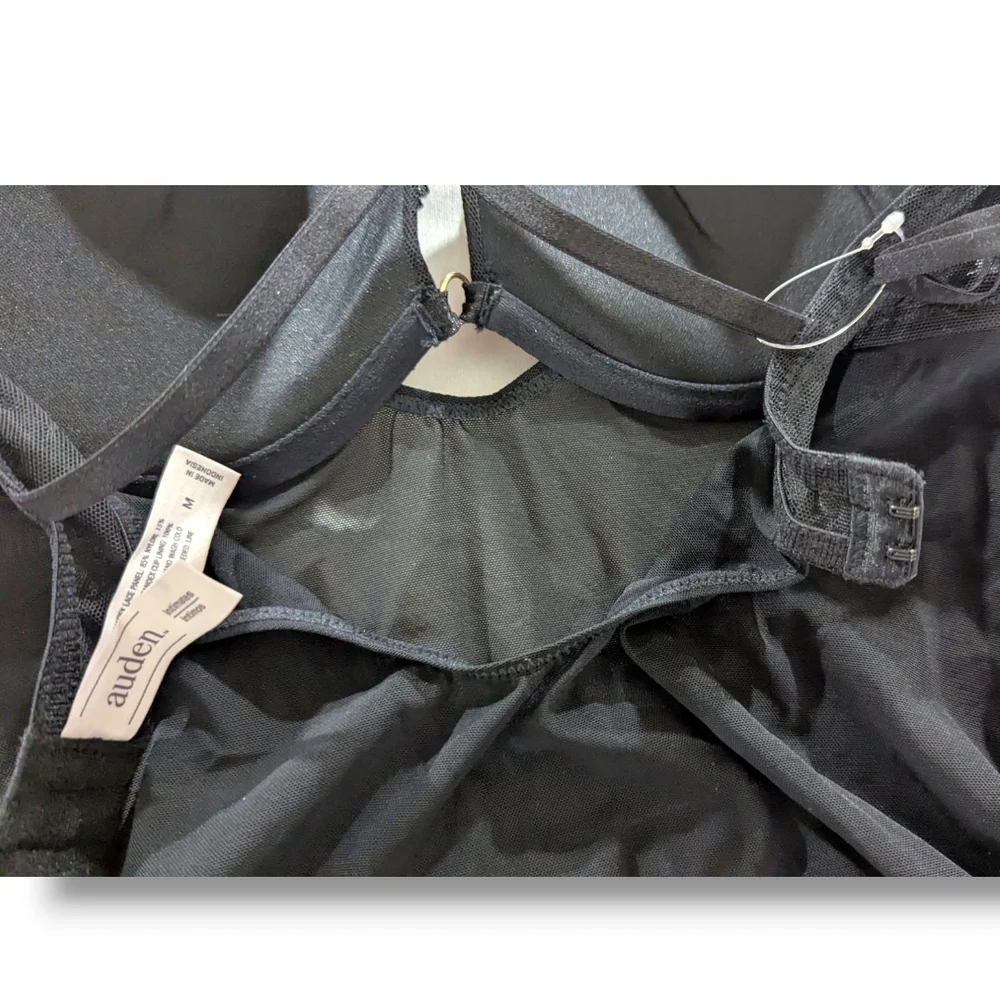 NWT Auden Black Chemise And Thong, lace, Push-up, Strappy, Size Medium - Picture 12 of 16